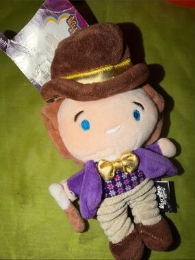 Plush Willy Wonka Doll Pet Toy - Purple Coat & Gold Bow